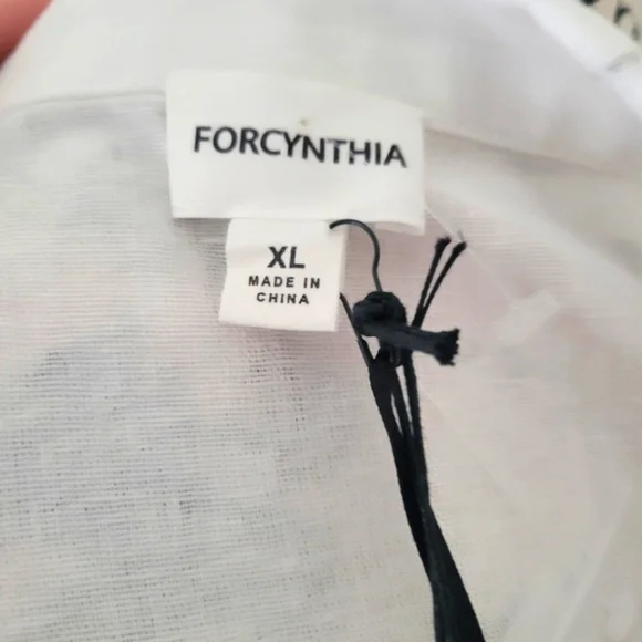 NWT Linen Blend White Shirt Dress XL Lagenlook Coastal For Cynthia Brand - Picture 11 of 12